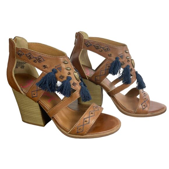 Essaouria Vegan Leather Brown Block Heel Boho Strappy Womens Shoes Jellipop sz 7 - Picture 8 of 13